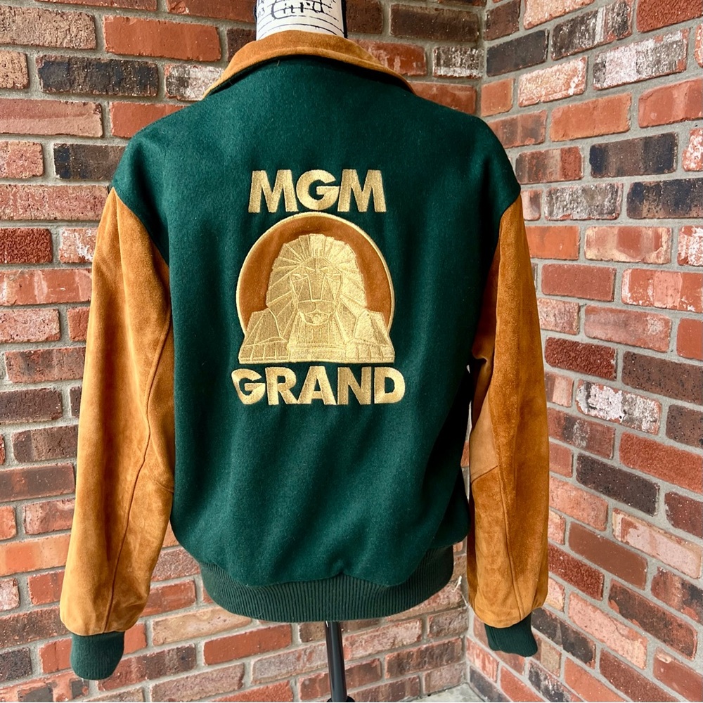 VINTAGE MGM GRAND CASINO LEATHER WOOL JACKET COAT SIZE SMALL - Picture 14 of 14